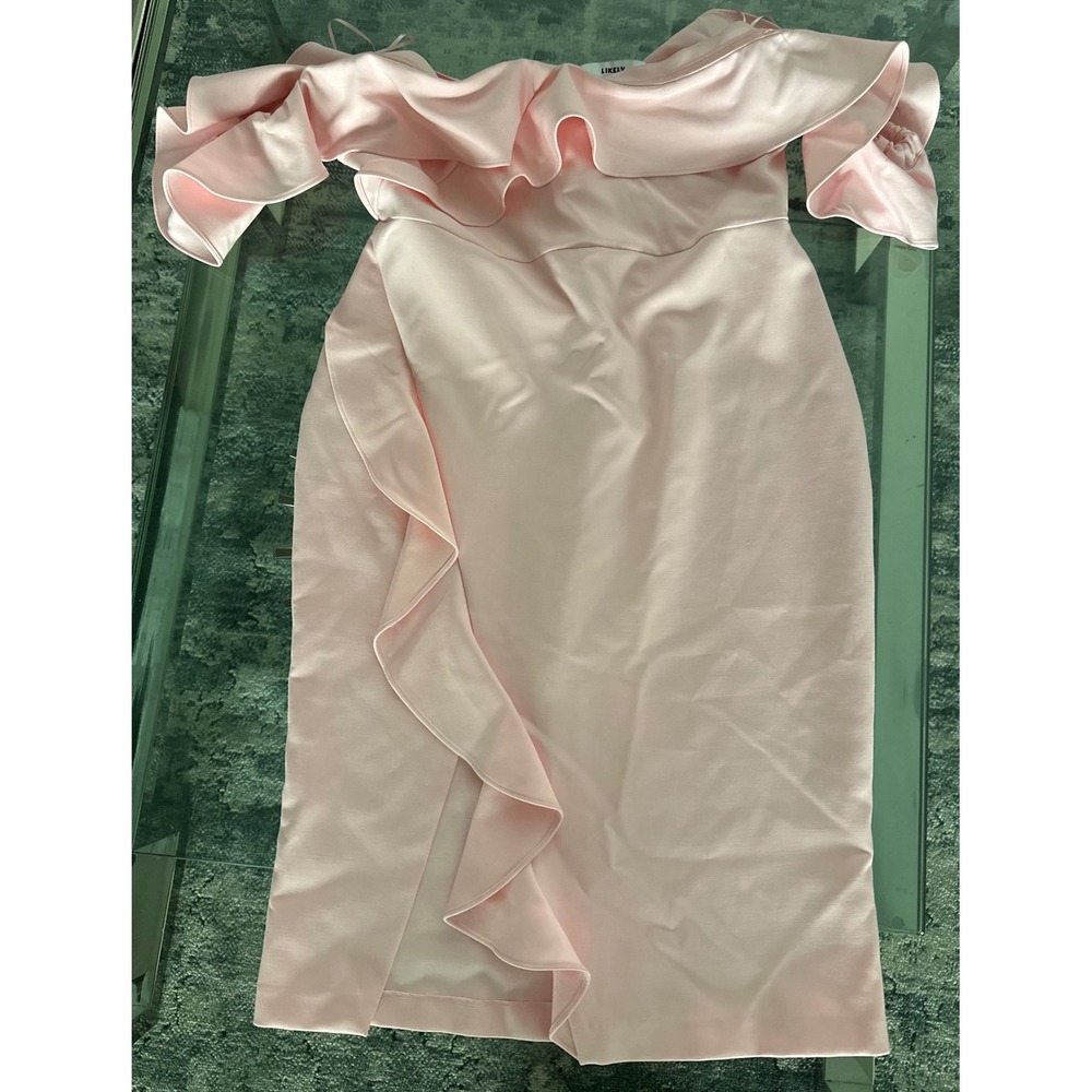 LIKELY off-the-shoulder light pink cocktail dress 12
